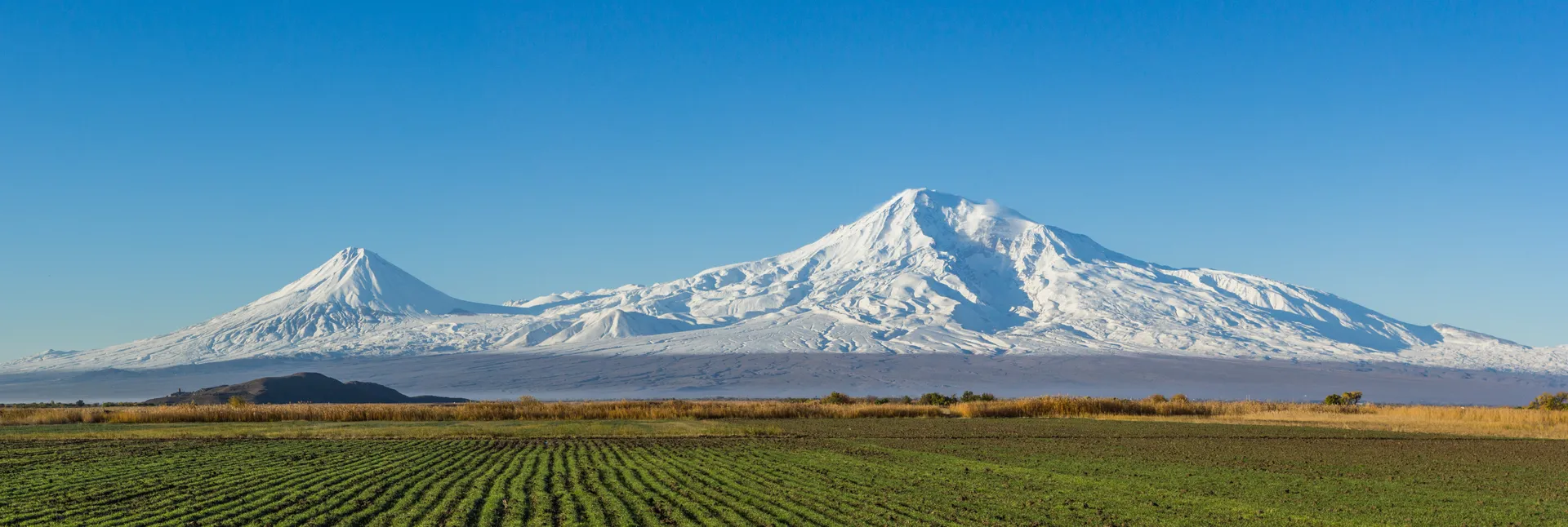 Mount Ararat and the Araratian plain at golden hour
